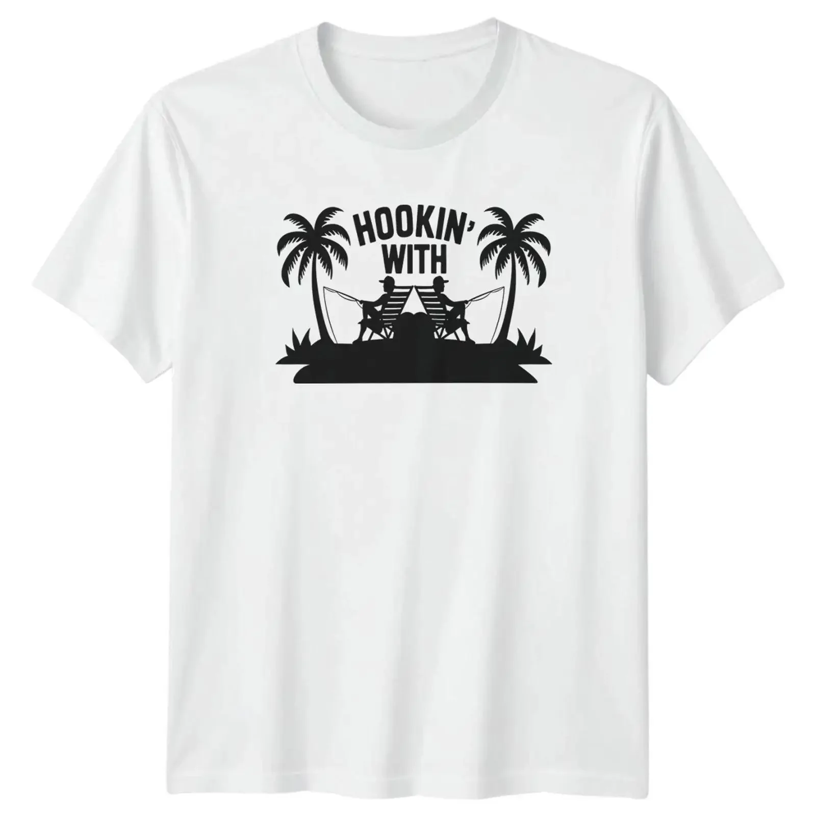 Hookin mit T Shirt Tropical Strand Angeln Vatertag Geschenk für Sie und Ihn vintage Washed Versatile streetwear Comfortable