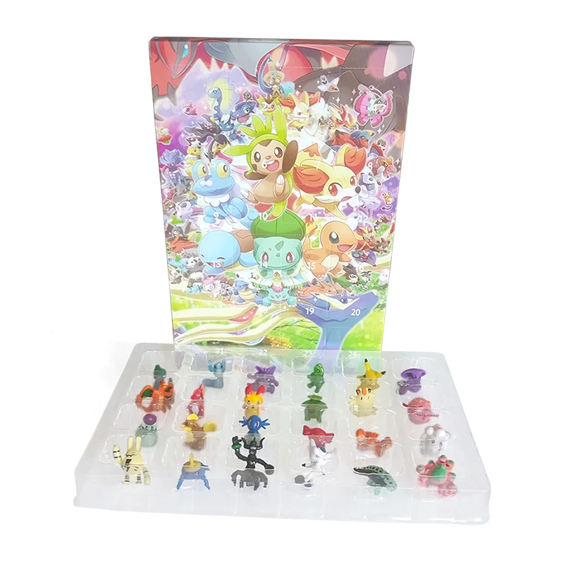 2023 Pokemon Figure Advent Calendar Gift Box Character Classic Red Pikachu Character Doll Bulbasaur Children Christmas Toy Gifts