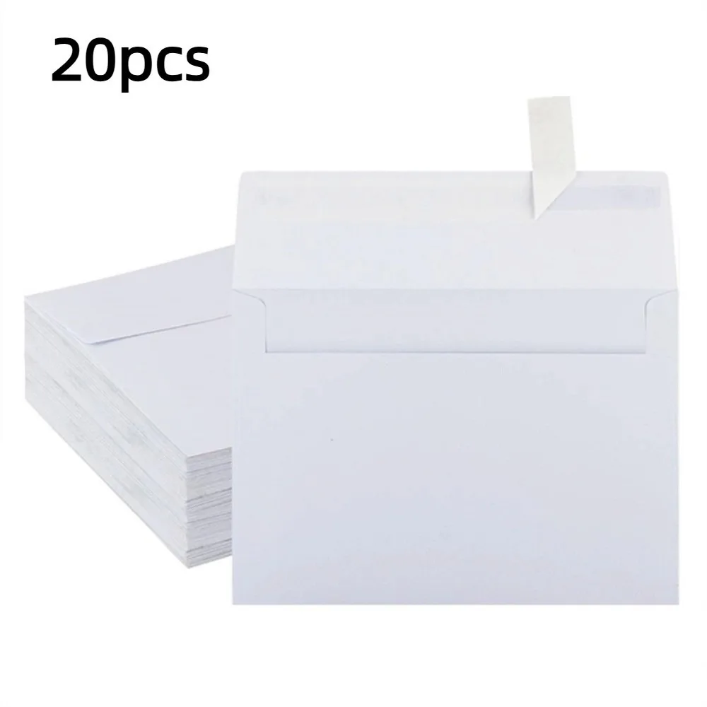 

20pcs Blank Kraft Envelopes Multi-function Sealing Pe Kraft Paper Postcard Release Adhesive Greeting Card