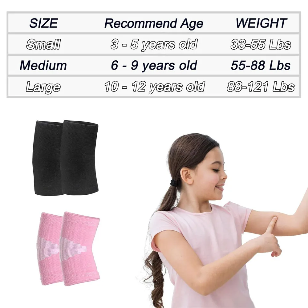 2Pcs Kids Elbow Brace Compression Arm Elbow Sleeve Knit Guard Gym Protectors for Boys Teen Children Girls Basketball Volleyball