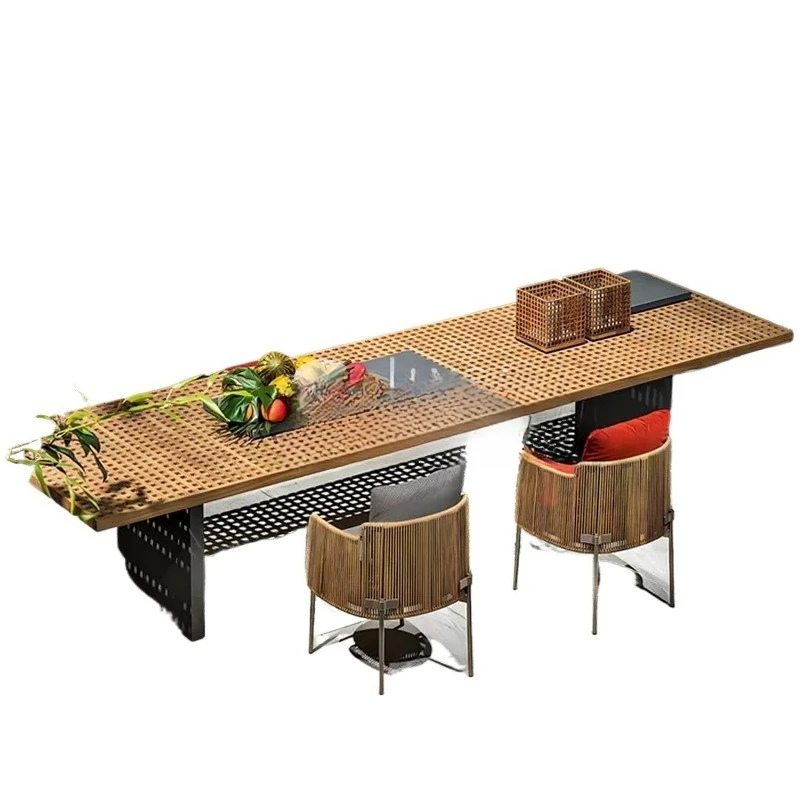 

Outdoor villa courtyard table and chair leisure garden bench metal chair waterproof sunscreen furniture