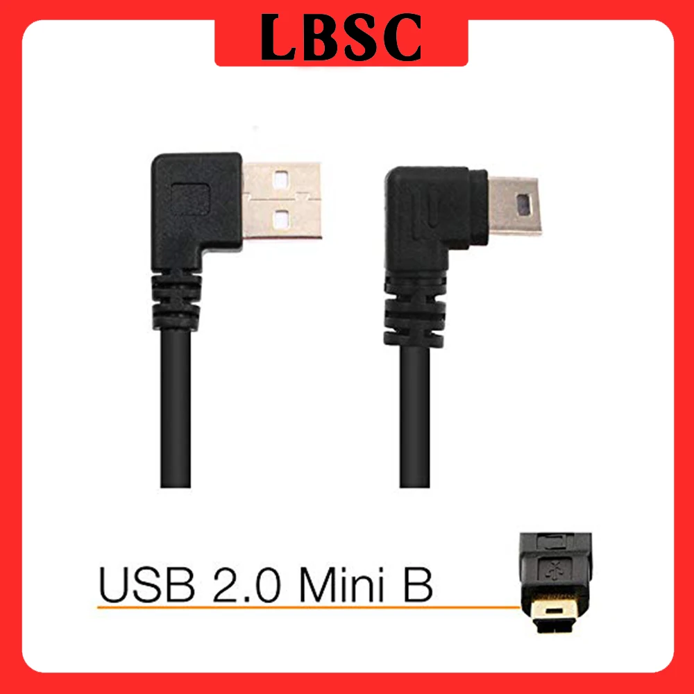 90 Micro Usb Elbow Short Usb 2.0 Cable, Usb Charger Cable Type A To Mini B, Dual 90 Degree Right Angle 5 Pin 25Cm Usb Angled