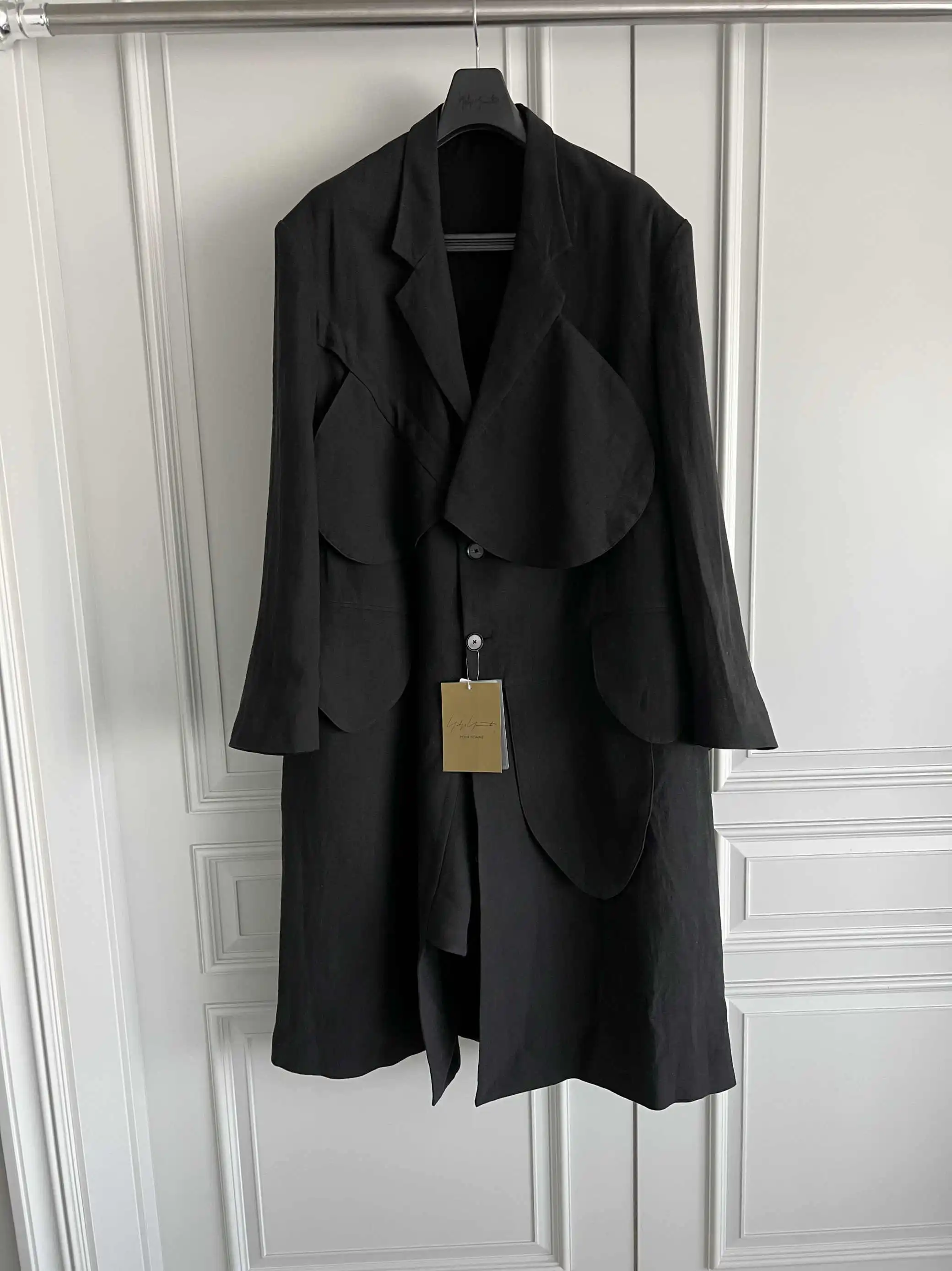TOP-YAMAMOTO's original design: Circular fabric block design, swaying coat, circular piece deconstruction, long trench coat - Image 2