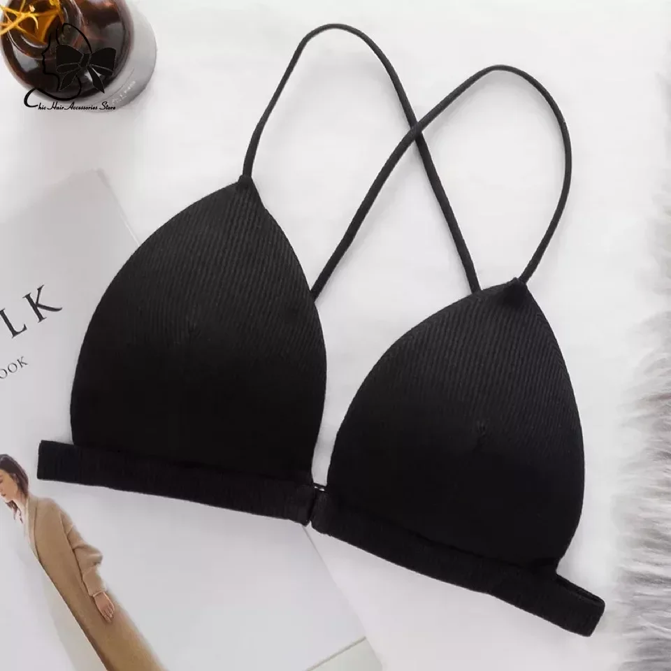 New Women Bra  French Triangle Cup Slim Strap Wrapping Chest Sexy No Steel Ring Underwear Sexy Sports Cross Back Bra Underwear