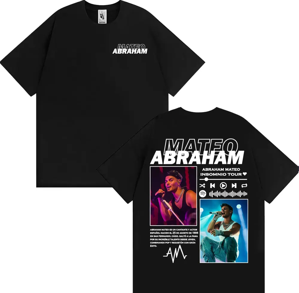 Camisetas Gráficas de la Gira Insomnio del Rapero Abraham Mateo, Camisetas de Moda Hip Hop para Hombre y Mujer, Camiseta Informal de Algodón de Gran Tamaño
