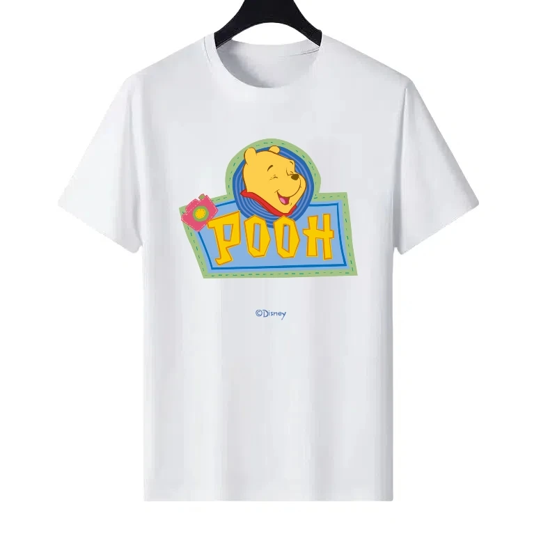 เสื้อยืดลายการ์ตูนดิสนีย์พูห์ แฟชั่นผู้หญิงทรงหลวม เสื้อผ้าคู่แม่ลูก เสื้อยืดแขนสั้นราคาถูกสำหรับผู้หญิง เสื้อสเวตเชิ้ตผู้ชาย