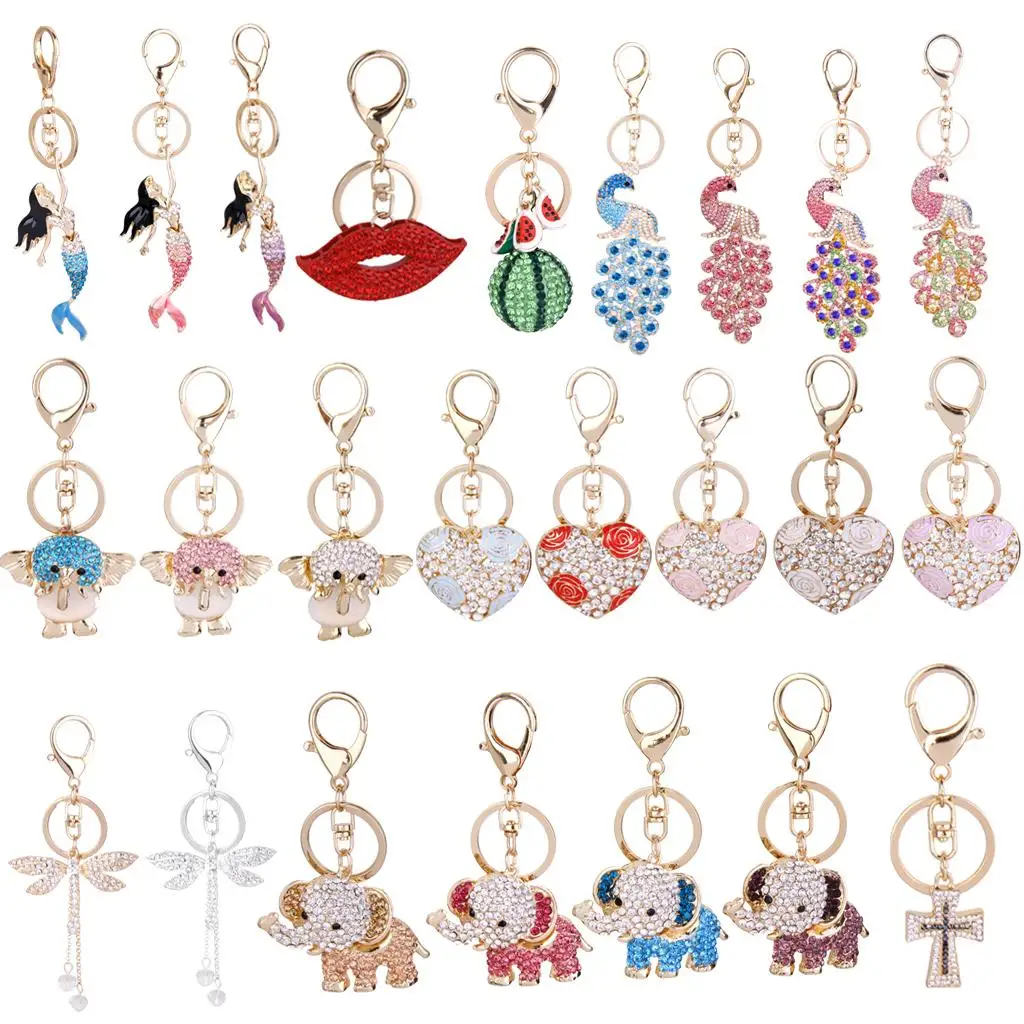 1pc moda strass cristal chaveiro chaveiro pingente chaveiro
