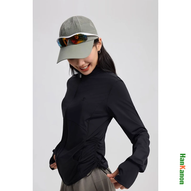 Damska kurtka chroniąca przed słońcem |   UPF 200+ |   Ultra przewiewna, chłodna i lekka koszulka z stójką do biegania na świeżym powietrzu i na kempingu