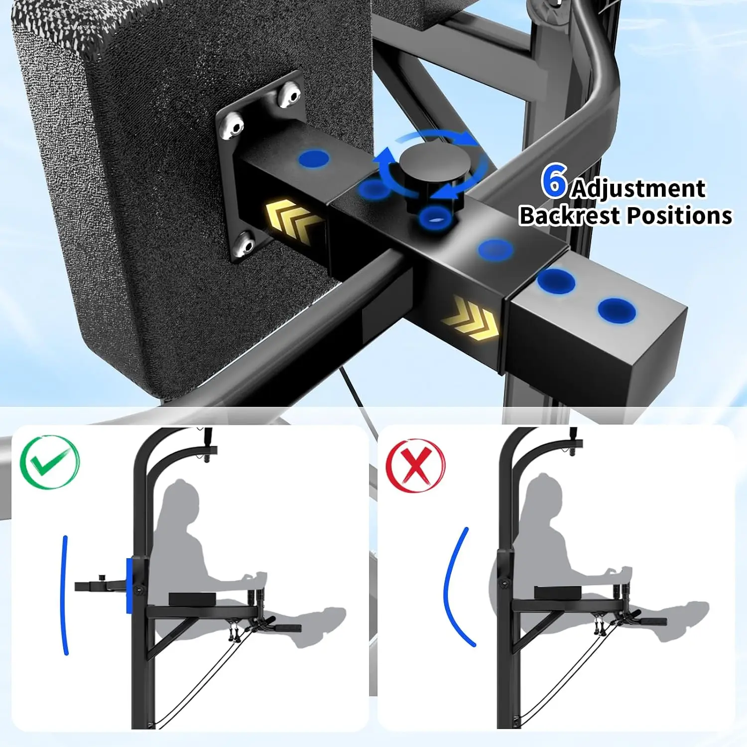 Pull Up Bar Power Tower Dip Station Home Gym Equipment | Multi-Function Adjustable Height for Pull-Ups, Dips, Push-Ups