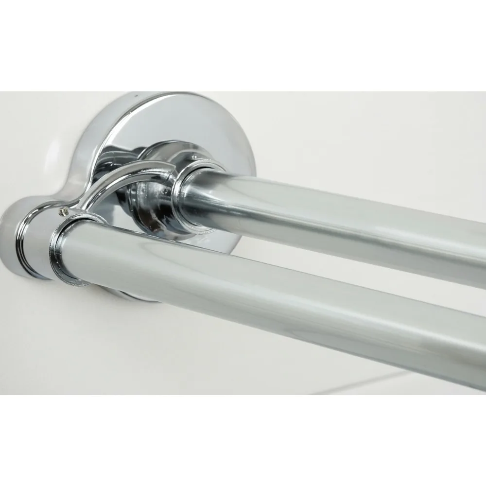

Rustproof Double Shower Curtain Rod No Drill Tension Mount Extra Space Adjustable 44-72 Inches Chrome Bathroom Upgrade