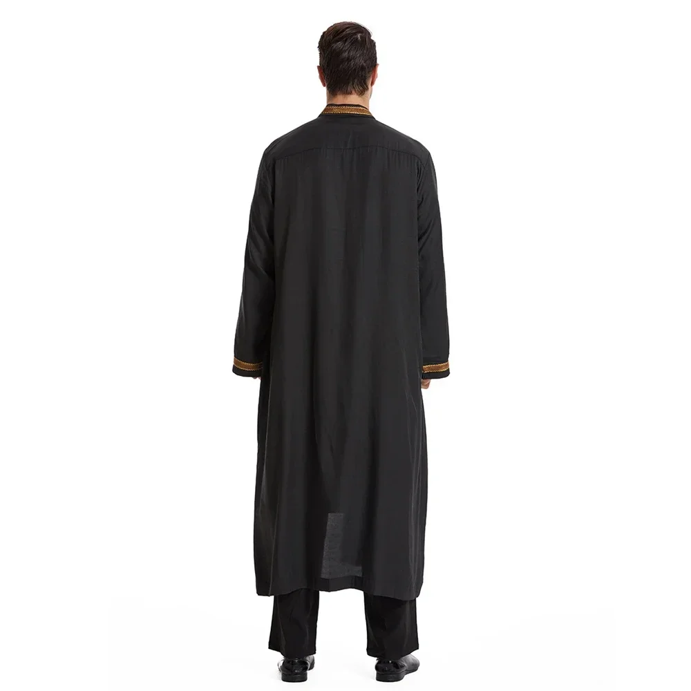 Black Kimono Jubba Thobe for Men Muslim Islamic Clothing Saudi Arabic Robe Middle East Dubai Turkey Abayas Abaya Dress Thoub Eid