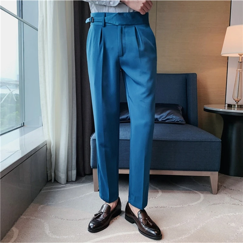 Naples High Waist Casual Business Dress Pants Men High-quality Office Social Suit Pants Fashion Wedding Groom Party Trousers