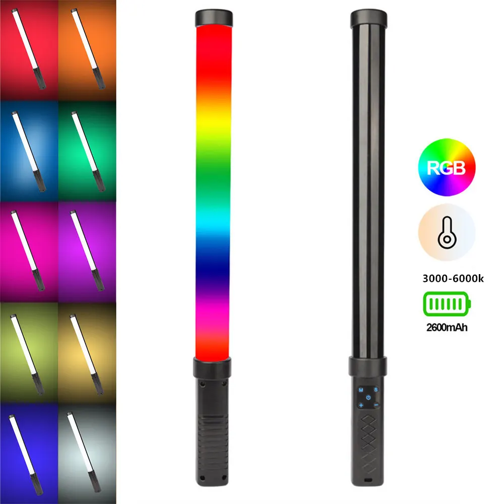 RGB Stick Light Wand Handheld Tube Light LED Video Light  3000K-6000K 2600mAh Photography Lighting Fill Lamp