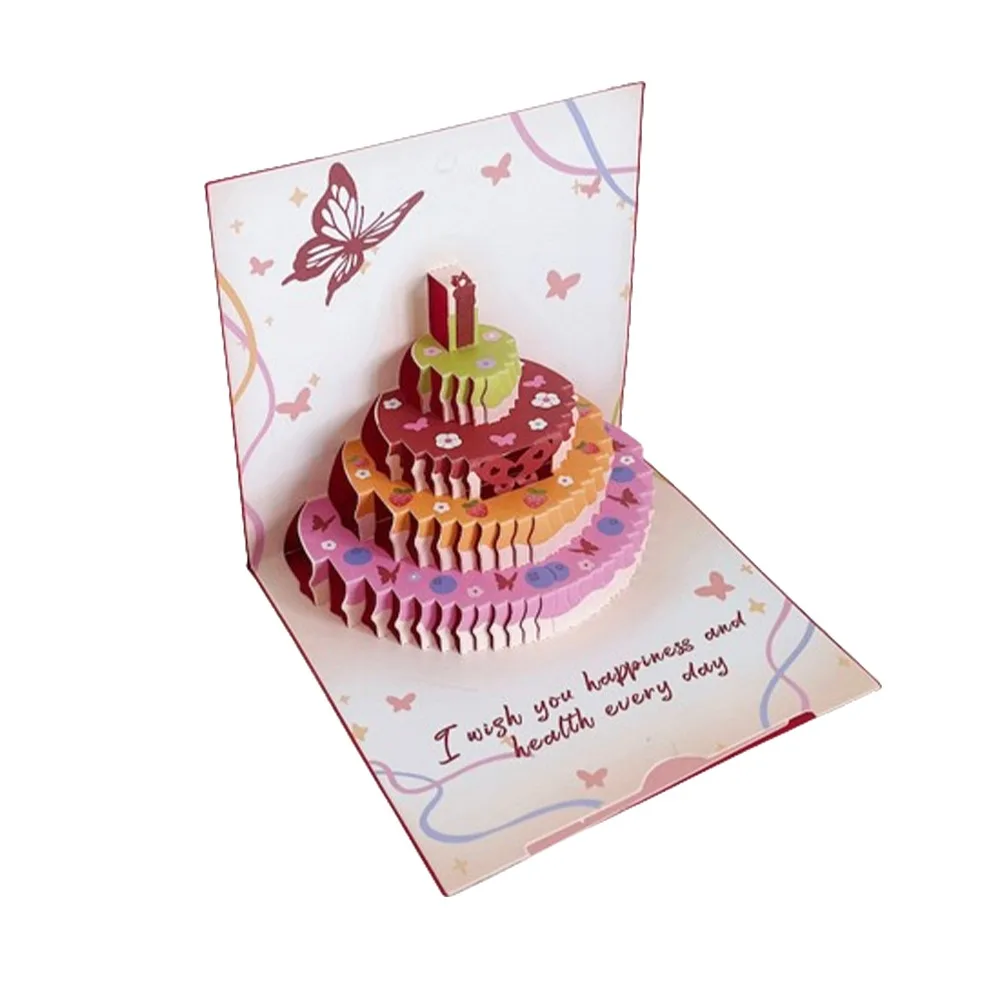

Unique Gift Folding 3D Birthday Card Handmade Postcard Happy Birthday Card Surprise Colorful Gift Card Anniversary Celebration