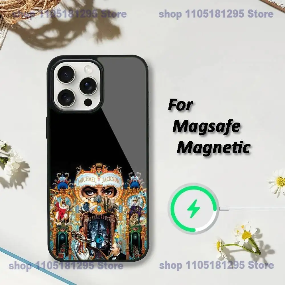 Casing Ponsel Singer M-Michael J-Jackson Untuk iPhone 17,16,15,14,13,12,11,Plus,Pro,Max,Mini Magsafe Pengisian Daya Nirkabel Magnetik