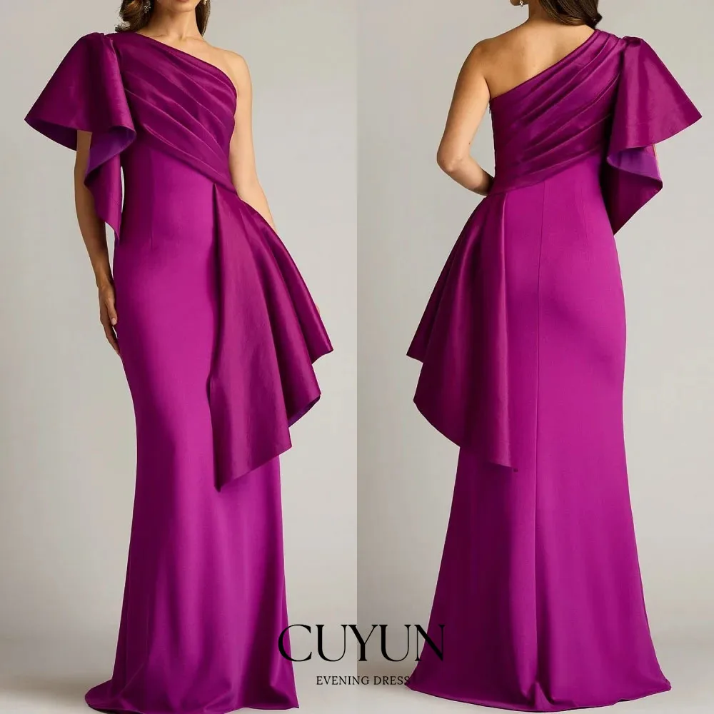 

CUYUN Customized Evening Gown Formal Jersey Pleat Trumpet Party Dresses One-shoulder Draped Long Dresses Homecoming Exquisite