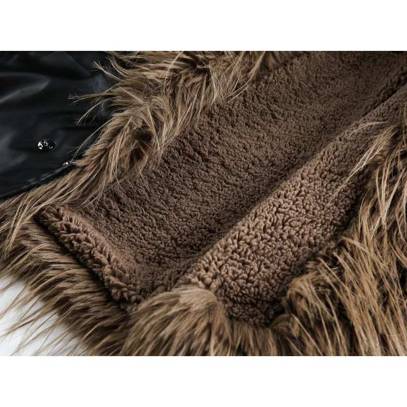 المرأة الأمريكية الشارع الشهير خمر Y2k الفراء طوق الشتاء رشاقته سترة جلدية الحلو فتاة فضفاضة عادية قصيرة سترات معطف الإناث #6