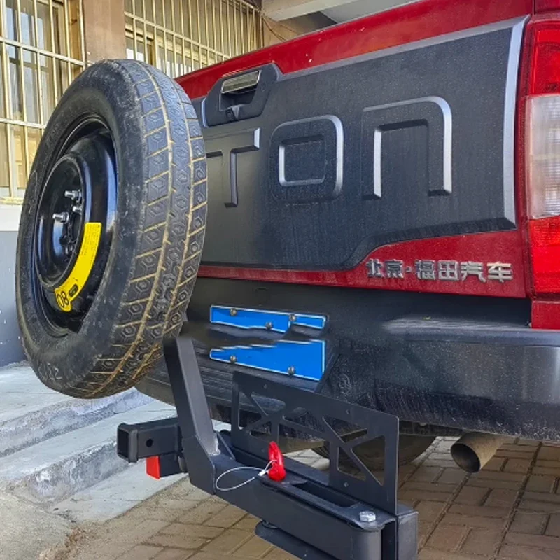 Universal Spare Tire Rack Carrying Bracket Trolley Trailer Bar Square Mouth Installation Foldable and Pull-out