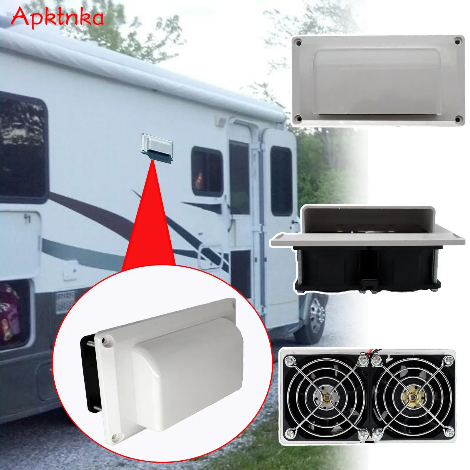 RV White Side Air Vent Exhaust Fan Blower Cooling Ventilation For Caravan Motorhome Boat Universal DC 12V 25W Quiet Camp Travel