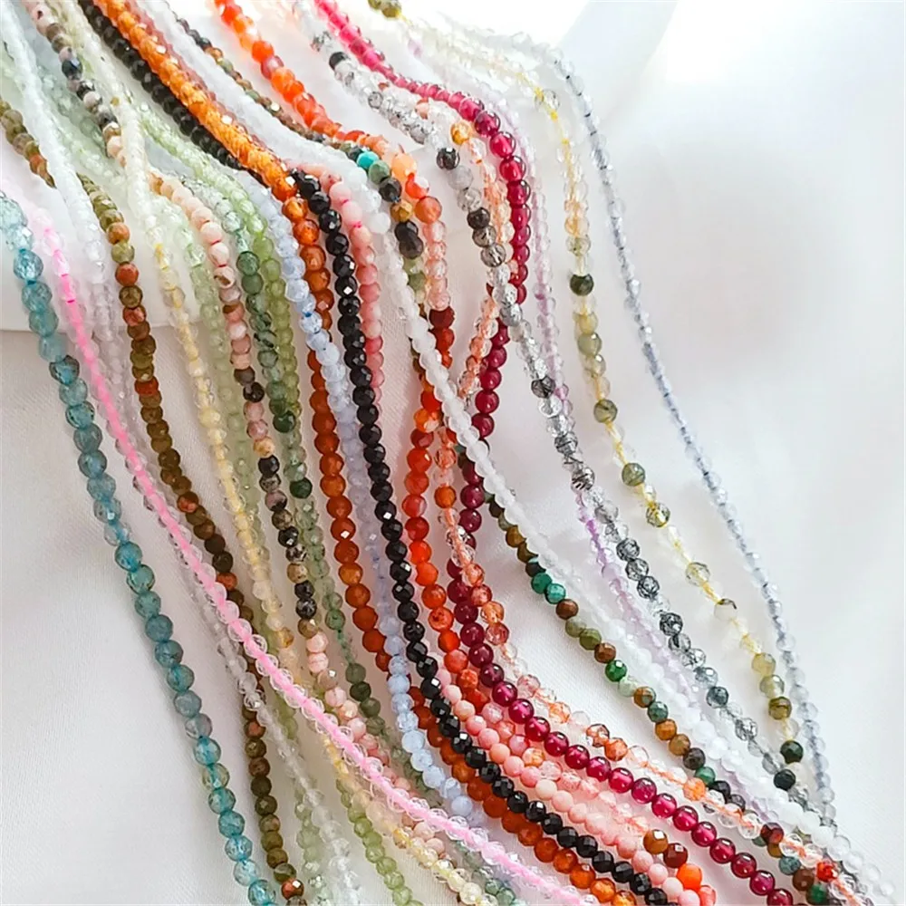 Natural Garnet 2mm Cut Surface Jade Beads Rose Quartz South Red and Purple Agate Handcrafted Diy String Weaving Crystal Material