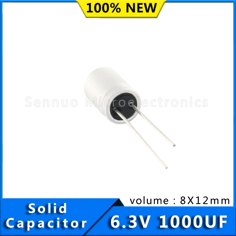 10PCS  6.3V  1000UF  New Motherboard Graphics 1000uf 6.3V 8x12 Card Solid Capacitor Solid Electrolytic Capacitor Super Low ESR