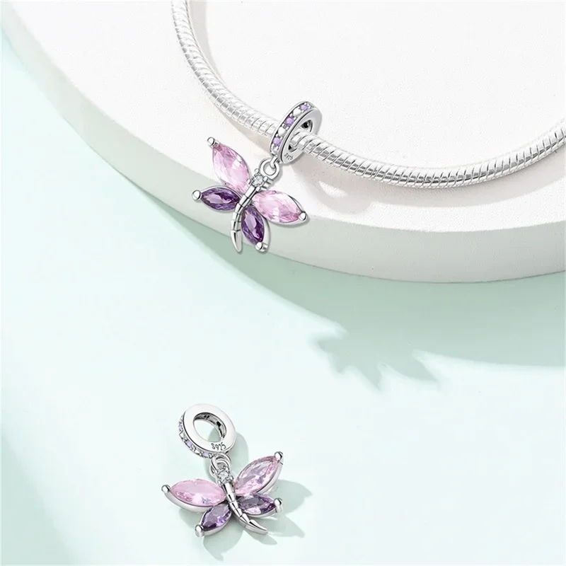 Clover Ladybug Floral Heart Dangle Original Charm Silver Plated Beads Fit Bracelets Bag Keychain Charms Diy Women Gift Accessory