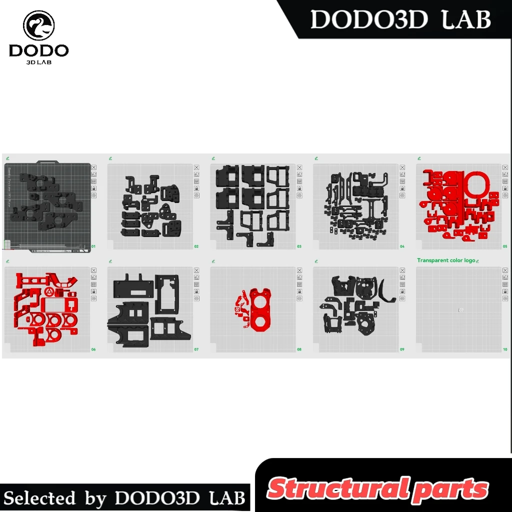 Half V2.4 printed parts Essential Structural parts printed By ABS-GF Material  10% Glass Fiber Low Grain Matte Texture