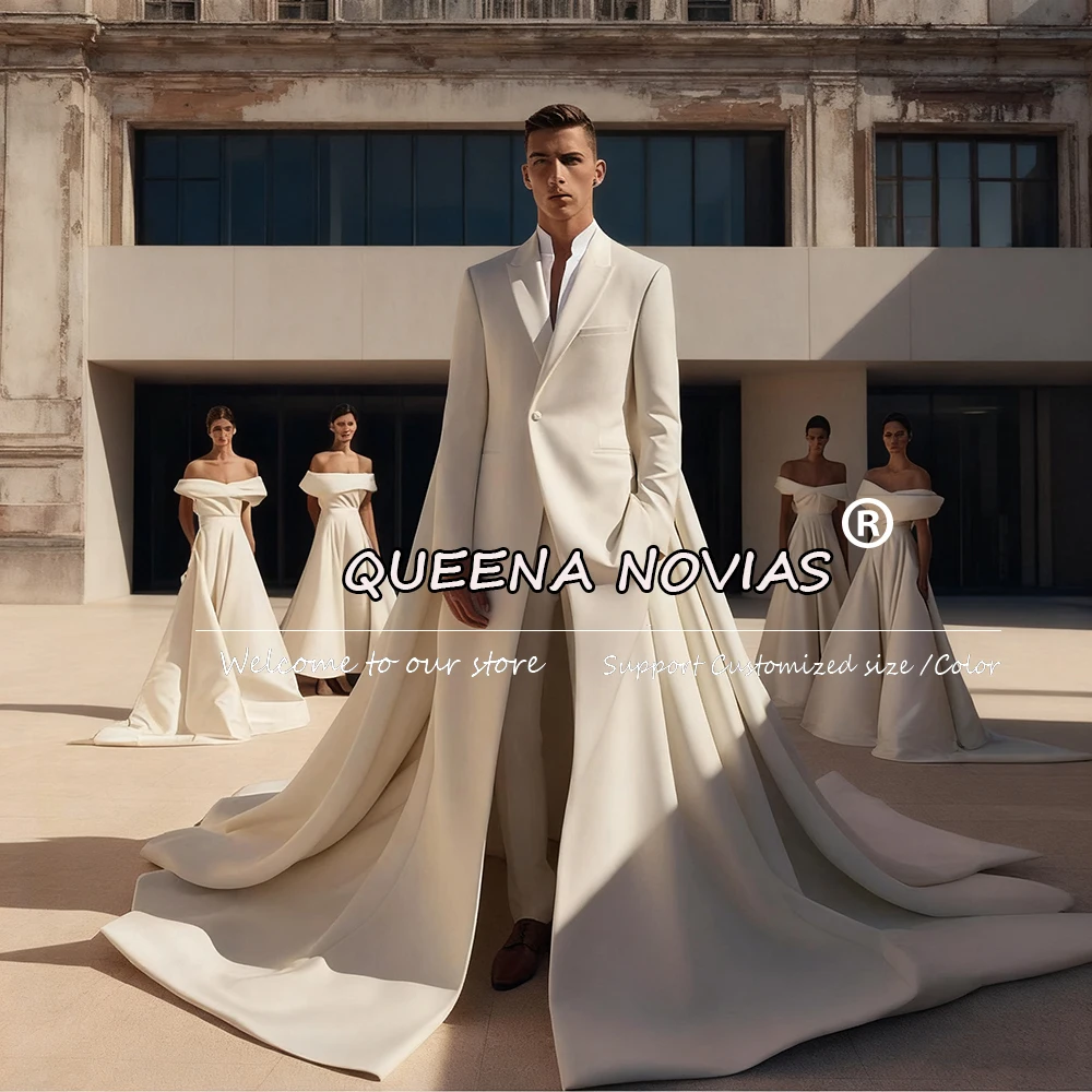 

Уникальный дизайн свадебных костюмов для мужчин, комплекты из 3 предметов, однобортные пиджаки для выпускного вечера с длинной накидкой, индивидуальные мужские модные смокинги