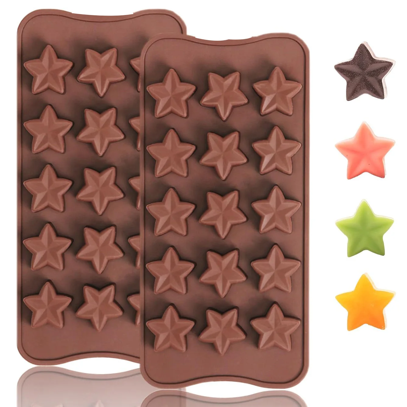 1 Uds. Moldes de silicona de estrella pequeña, moldes de Chocolate de estrella de 15 cavidades para dulces/gominolas/espuntamiento de frutas, Mini molde de estrellas 3D