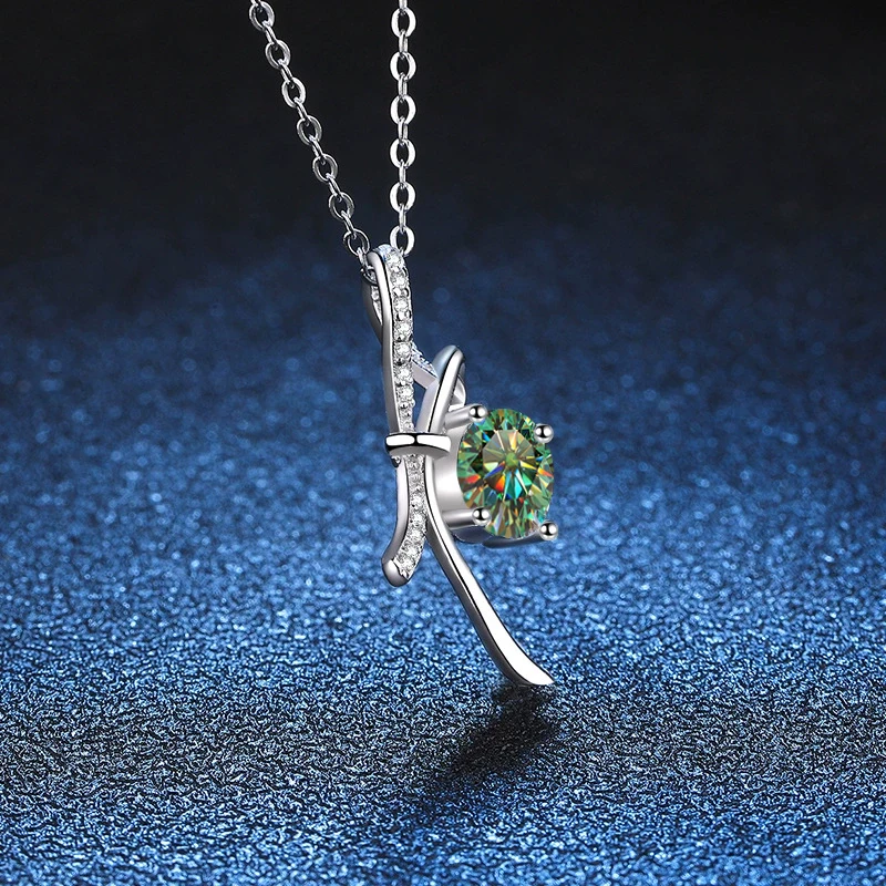 Tezzc 1 قيراط مويسانيتي قلادة للنساء فضة مطلي D اللون مختبر الماس المشاركة الزفاف قلادة غرامة مجوهرات