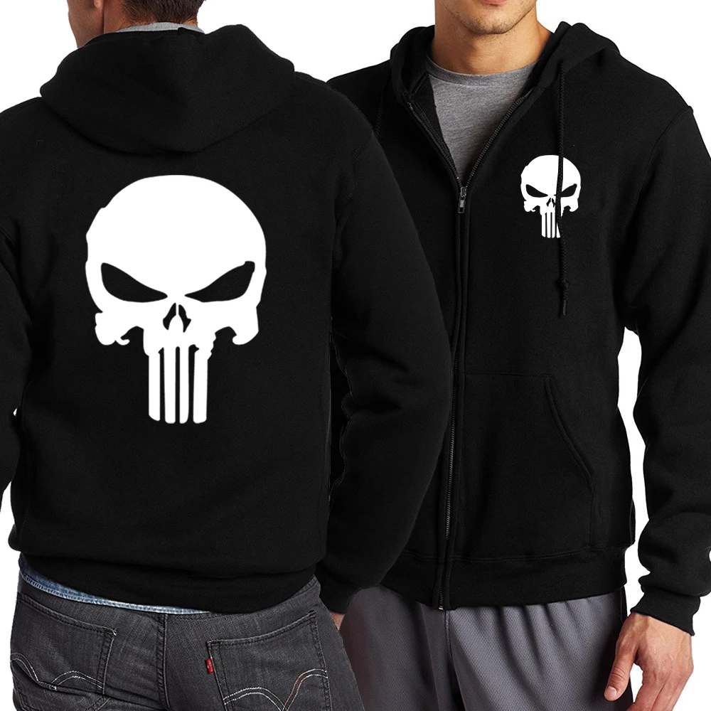 Y2K zipper hoodie Skull Head Series pattern printing Black oversized clothing 2023 new punk Harajuku leisure best selling hoodie