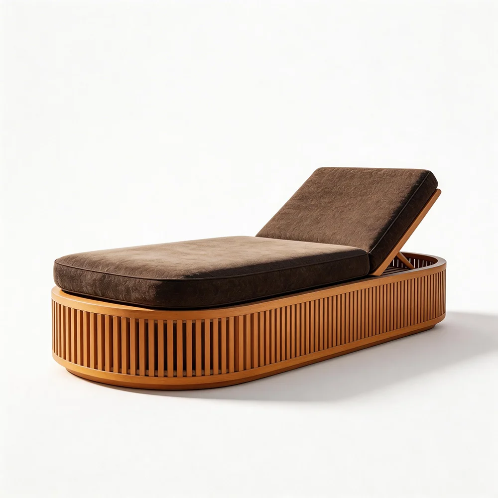 #Custom Modern Outdoor Furniture Adjustable Sun Loungers Teak Frame Lounge Chair