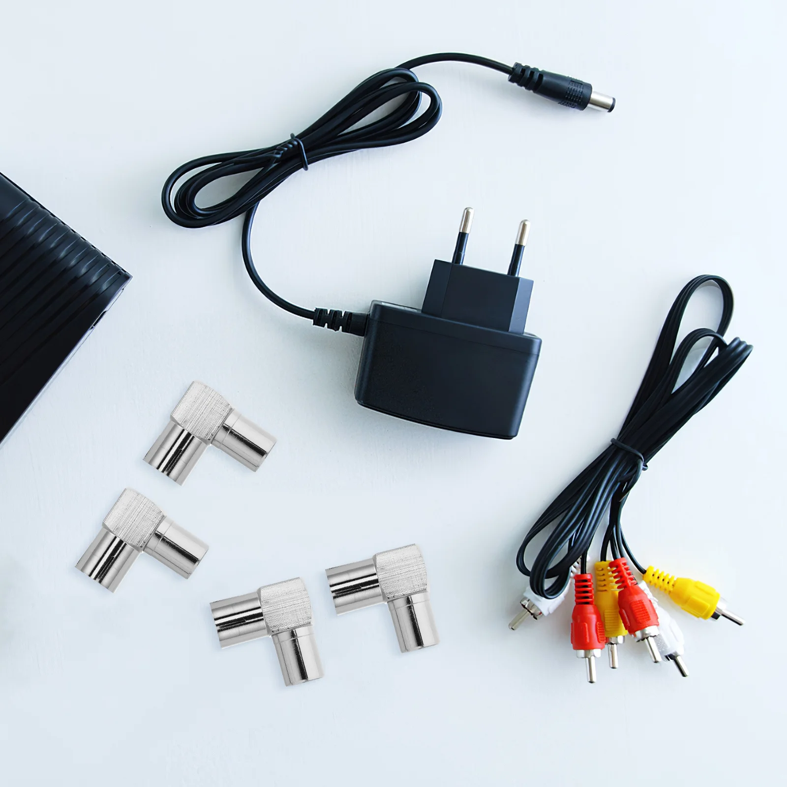 

4Pcs Male to Female Right Angle Cable Adapter Metal Connector for Satellite Antenna Cable Wall Corner Connector