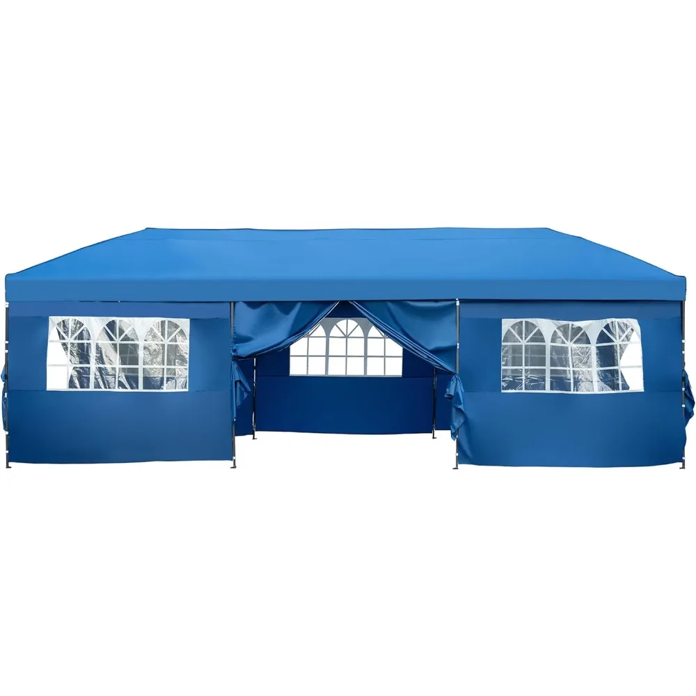 

10x30 Pop Up Canopy Easy Set Up Camping Tents, Heavy Duty Popup Canopies with Sidewalls, Outdoor Beach Canopy Tent Sun Shade for