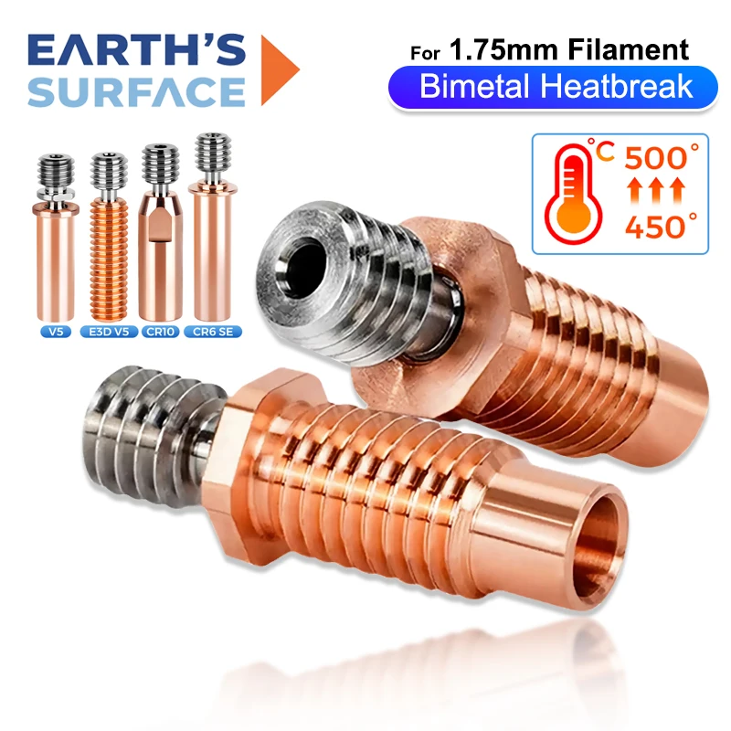High Quality E3D V6 Throat V5 3D Printer Parts CR10 Bi-metal Heatbreak Copper Plated MK8 Throats For Anycubic V5 CR10S CR6 SE