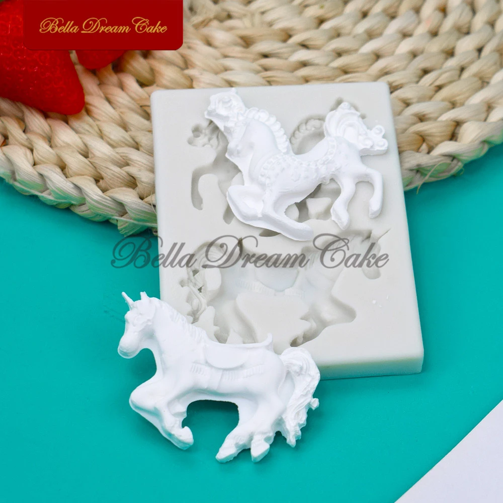 Carousel Silicone Mold Animals Horse Cupcake Topper Fondant Molds Candy Chocolate Gumpaste Mould Cake Decorating Tools Bakeware