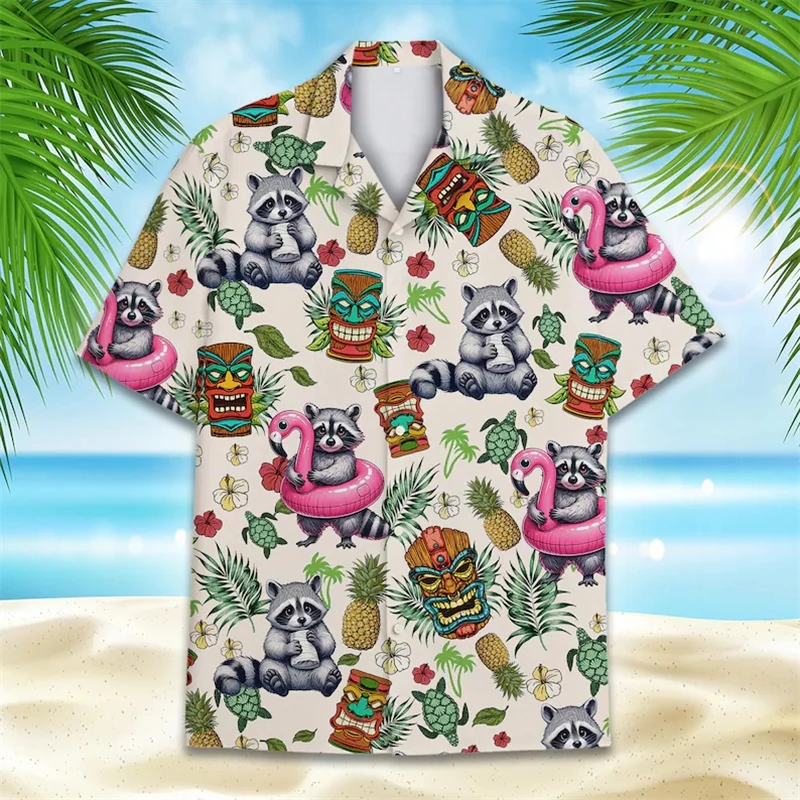 Funny Hawaiian Shirt For Men 3d Music Cat Print Beach Sweatshirt Street Designer Short Sleeved Shirt High Quality Men\'s Clothing