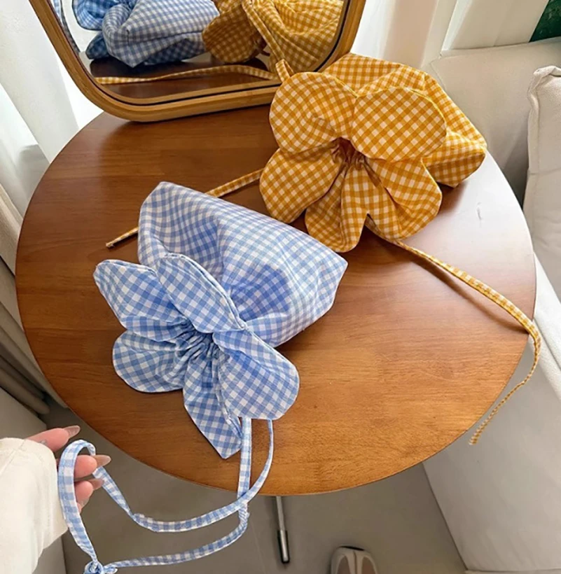 

Сумка-ведро через плечо, легкая сумка на одно плечо, клетчатая сумка с вышивкой, удобная для повседневного наряда, подарок для женщин