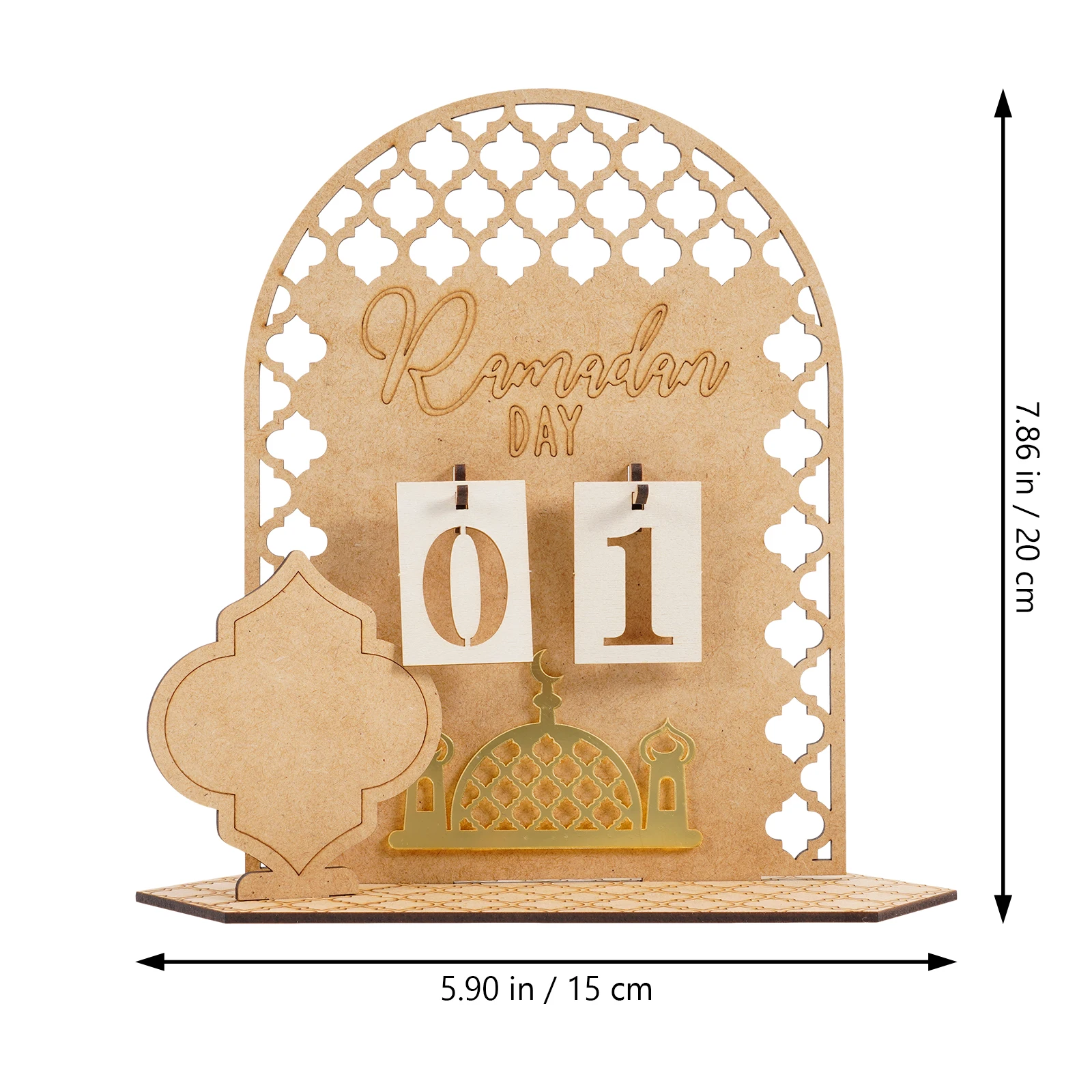 

Compact Ramadan Mubarak Advent Calendar Wooden Countdown Decor for Desktops Restaurants Festive Atmosphere