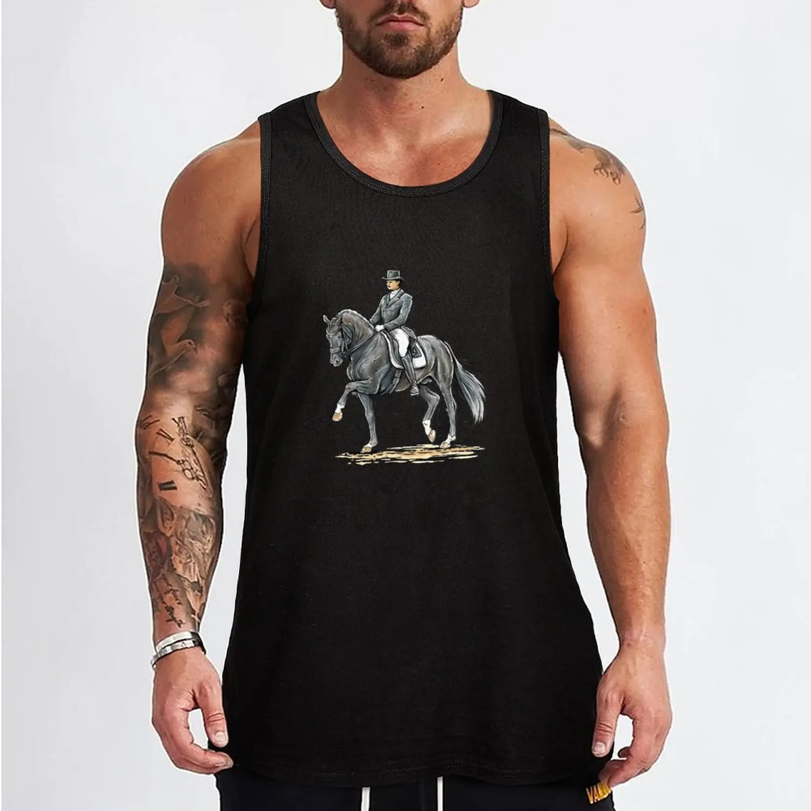 Black horse Totilas dressage watercolor Tank Top mens designer clothes Fitness men clothing Body man Gym T-shirts for men