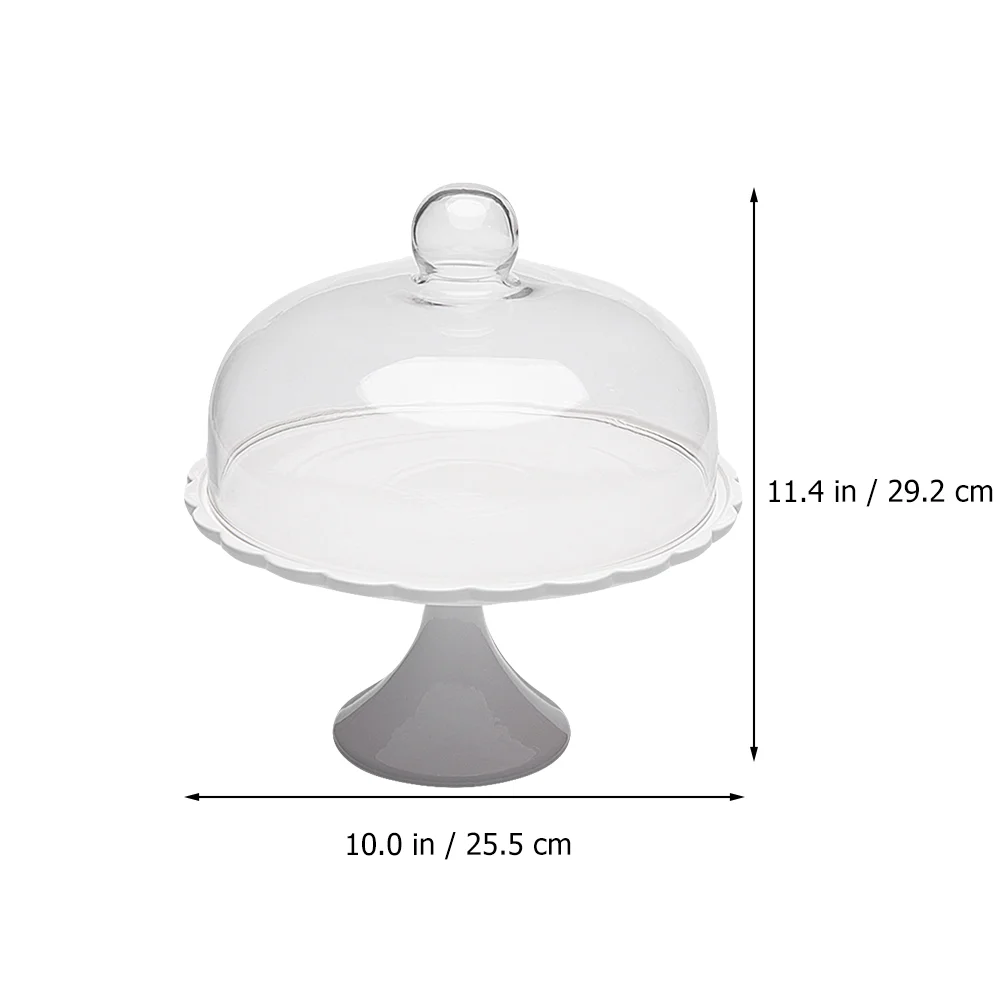 

Food Tray Cake Display Stand Plate with Glass Cover Dust-proof Pan Snack Dessert Simple Serving