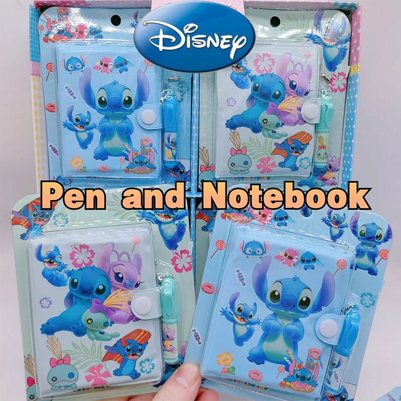 Stitch Disney Pen Gift Creative Cartoon Stationery Mini Notebook Portable Notebook with Ballpoint Pen Set Prize Notebook