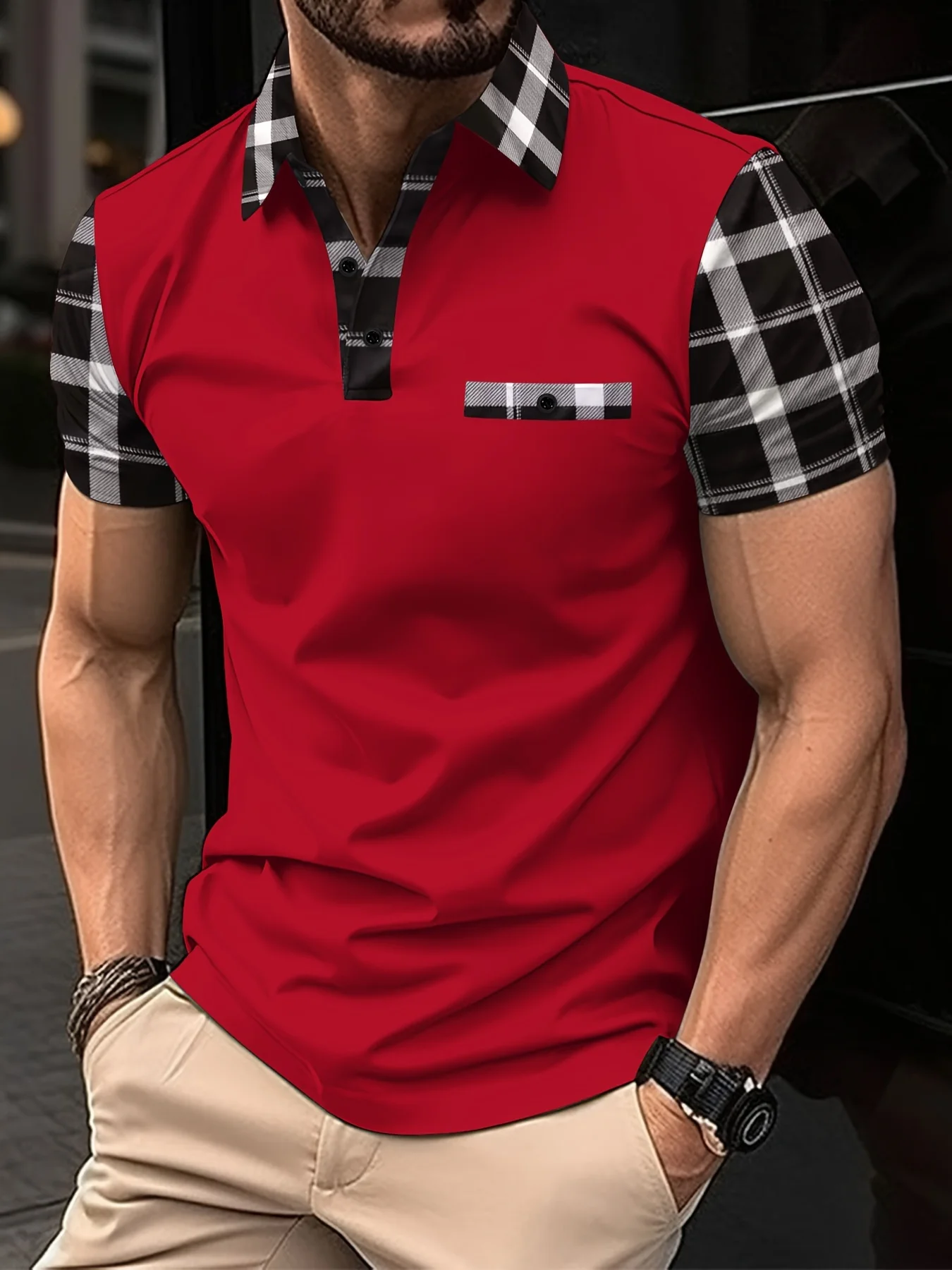 Das Neue Herren-Kurzarm-POLO-Shirt für den Sommer 2025 Verfügt über ein Lässiges, Modisches und Atmungsaktives 3D-Gestreiftes Muster – Detail 10