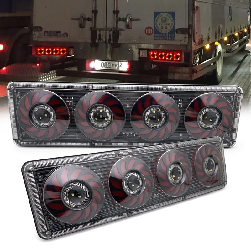 2X Truck LED Rear Tail Light trailer Warning Lights waterproof Flowing Signal Light lorry stop brake reversing traffic lamp.