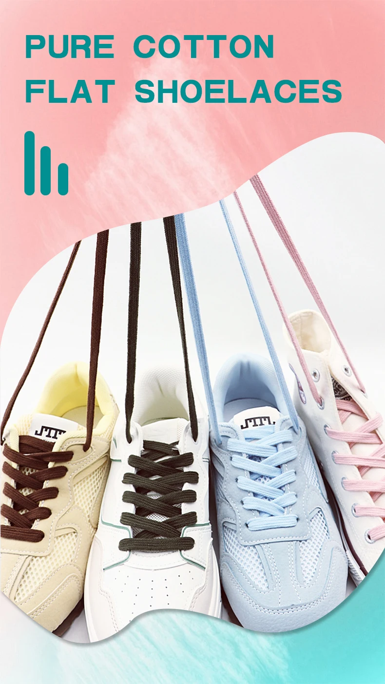 Klassische, einfarbige, flache Schnürsenkel aus hochwertiger Baumwolle, für Freizeit- und Sneaker-Schuhe, Schuhzubehör, 1 Paar. – Detail 1