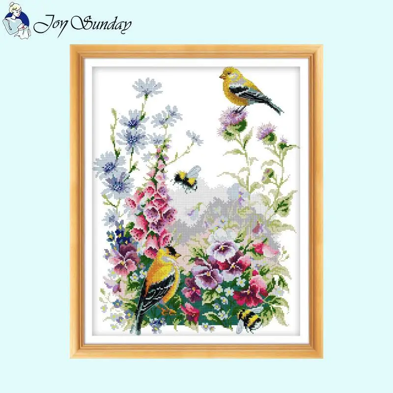 Birds and Flowers Pattern Series Cross Stitch 14ct 16ct 11ct Count Stamped Fabric Needlework Kit DIY Embroidery Home Decor Gifts