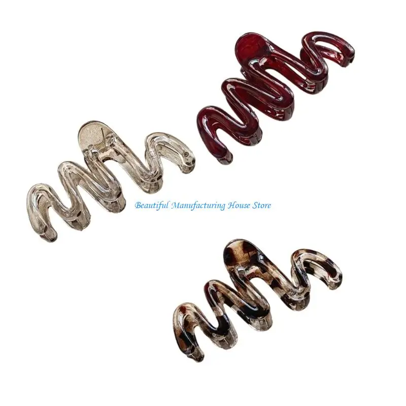 

E56A 3Pcs Trendy Resin Claw Clip Strong Hold Wavy Teeth Design for Women Long Hair
