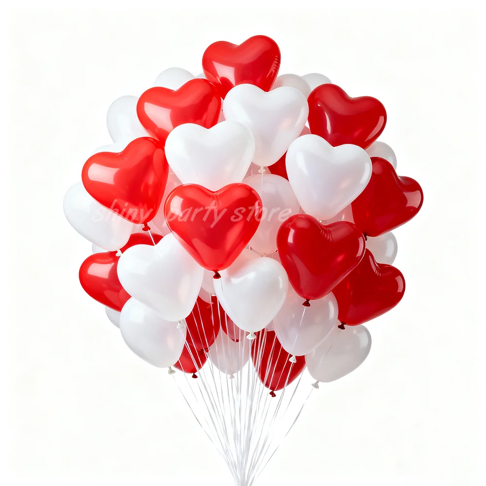 

50/100pcs Red Heart Balloons Inflatable Latex Balloon for Valentine Day Wedding Party Anniversary Decoration Supplies Wholesale