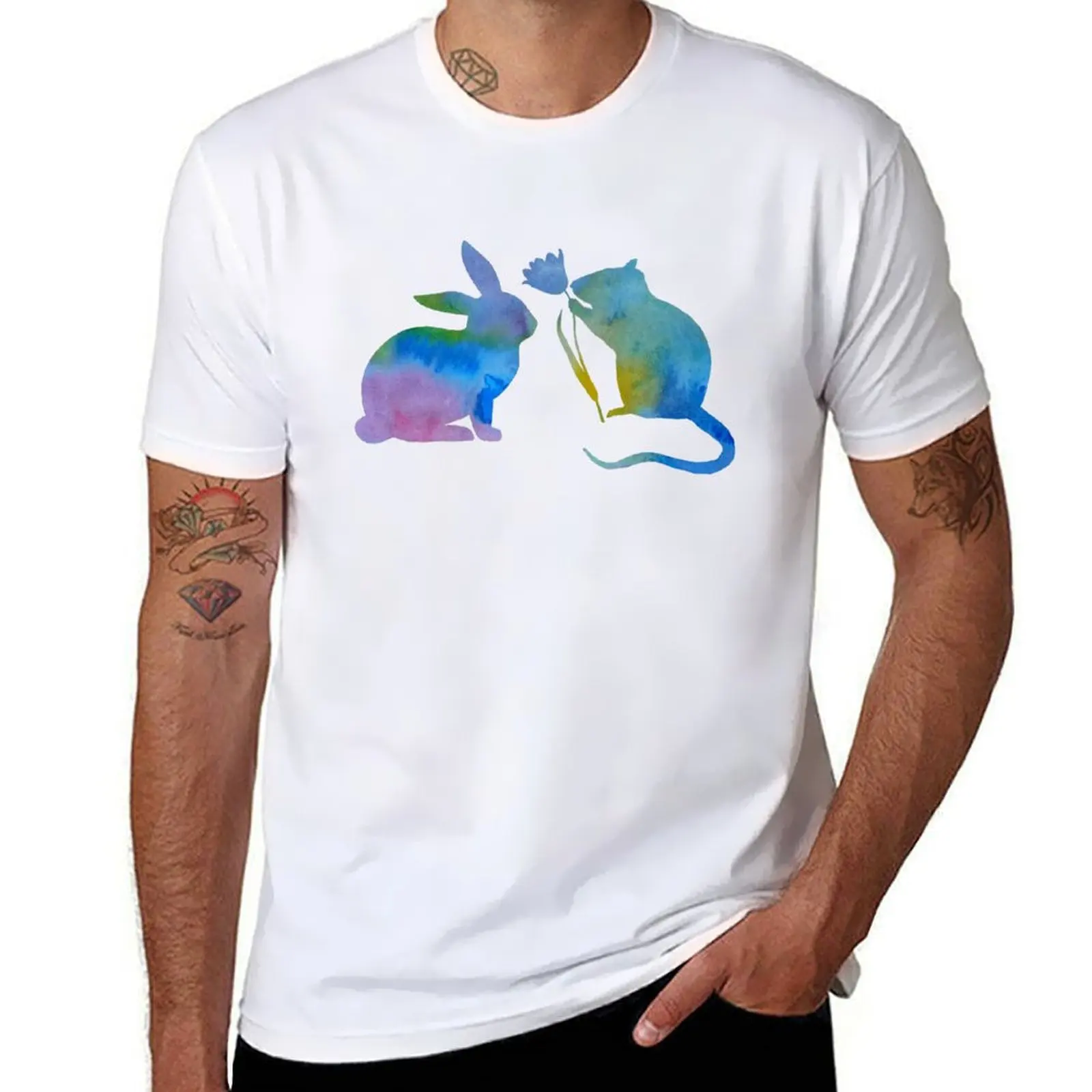 

Rat and rabbit T-Shirt man t shirts graphic t shirts for man cotton soft T-Shirt