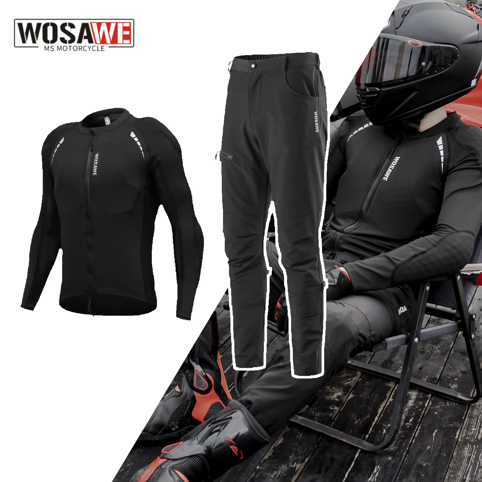 Summer Clothing Motorcycle - WOSAWE Men's Motorcycle Jacket Pant Set